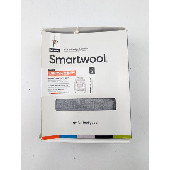 Smartwool Womens Med Crew Merino Wool Thermal Base Layer Top Gray Mountainscape - Picture 5 of 8